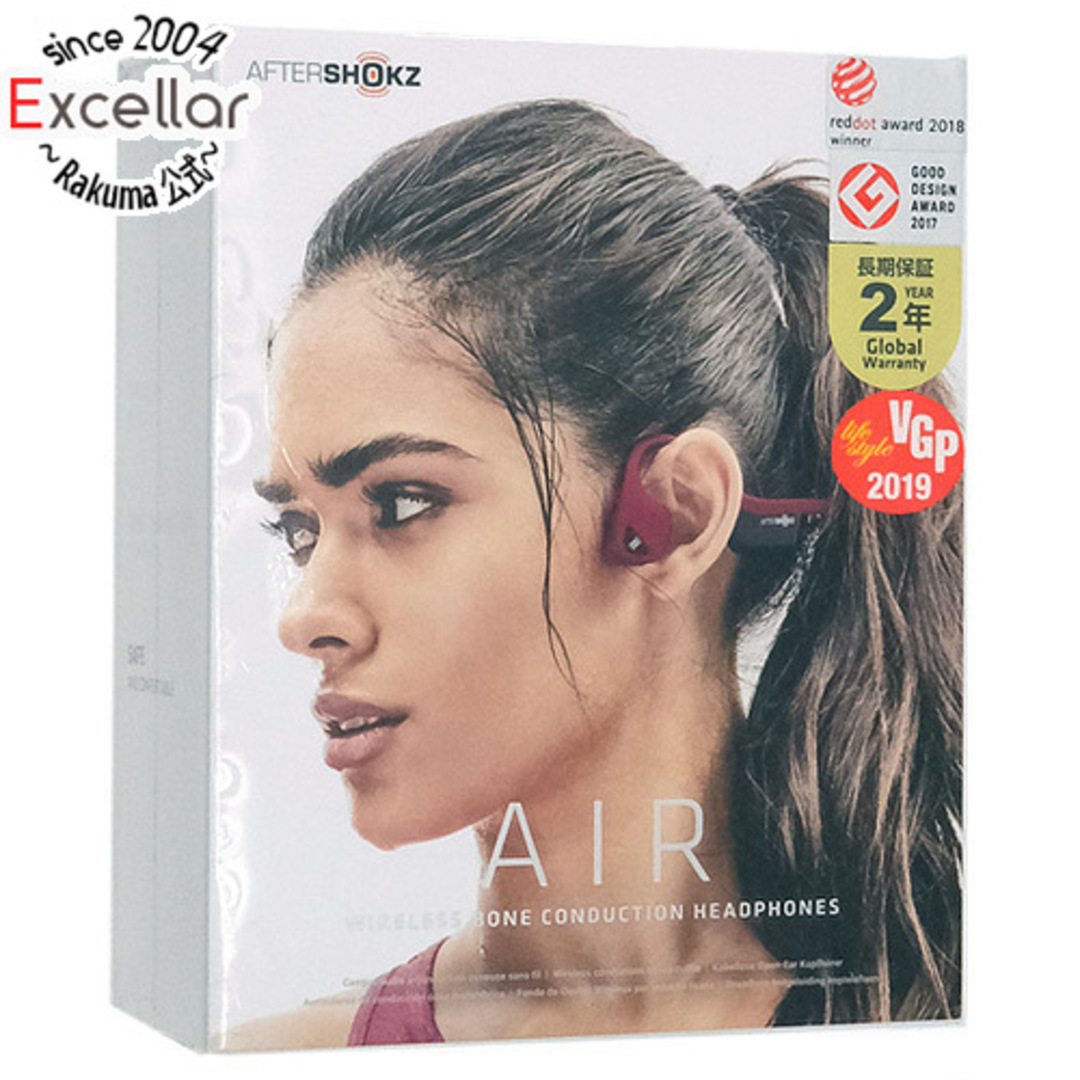 AFTERSHOKZ(アフターショックス)のAfterShokz　骨伝導ワイヤレスヘッドホン TREKZ AIR　AFT-EP-000008　キャニオンレッド スマホ/家電/カメラのオーディオ機器(ヘッドフォン/イヤフォン)の商品写真