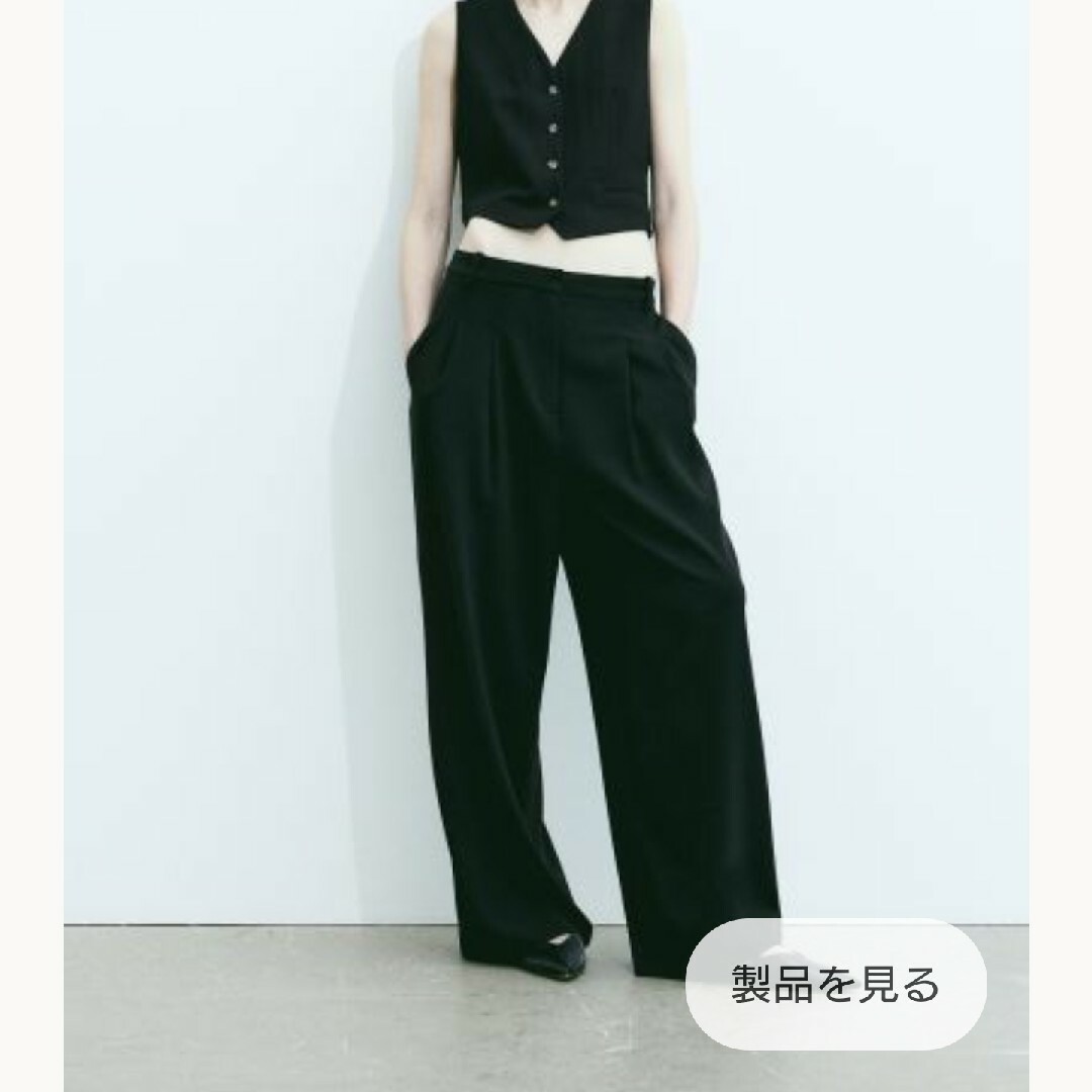 H&M(エイチアンドエム)の新品未使用 H&M タックワイドパンツ レディースのパンツ(カジュアルパンツ)の商品写真