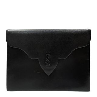 サンローラン(Saint Laurent)のYVES SAINT LAURENT クラッチバッグ YSL ロゴ スクエア オールド ヴィンテージ レザー(クラッチバッグ)