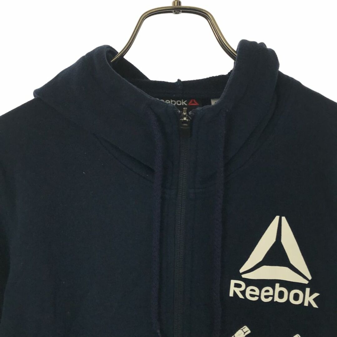 Reebok(リーボック)のリーボック プリント 長袖 ジップパーカー M ネイビー Reebok メンズ 古着 【240315】 メンズのトップス(パーカー)の商品写真