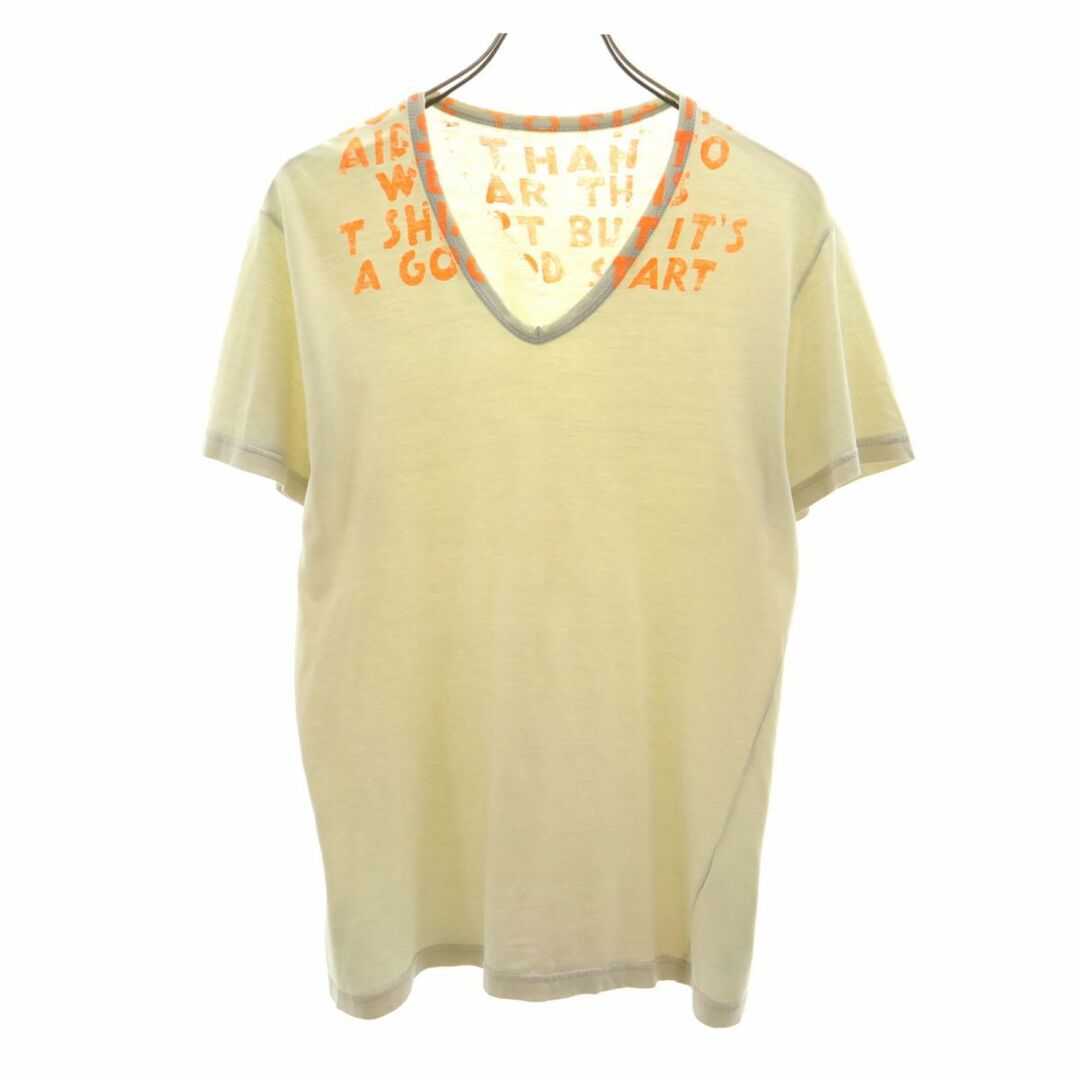 Maison Martin Margiela(マルタンマルジェラ)のマルタンマルジェラ エイズT 半袖 Vネック Tシャツ ベージュ Martin Margiela メンズ 古着 【240315】 メール便可 メンズのトップス(Tシャツ/カットソー(半袖/袖なし))の商品写真