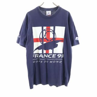 アディダス(adidas)のアディダス 90s オールド ワールド 半袖 Tシャツ M ネイビー系 adidas フランスワールドカップ COUPE DU MONDE メンズ 古着 【240315】 メール便可(Tシャツ/カットソー(半袖/袖なし))