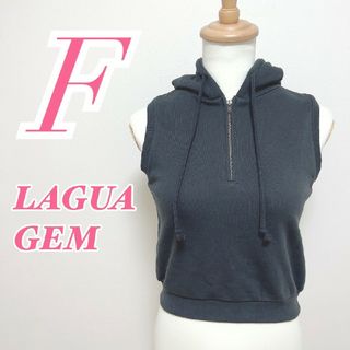 ラグアジェム(LAGUA GEM)のラグアジェム Ｆ パーカー ノースリーブ ハーフジップ カジュアル ブラック(パーカー)