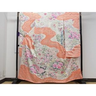 平和屋1■豪華振袖　絞り　流水吉祥草花文　銀彩　逸品　ch6269(振袖)