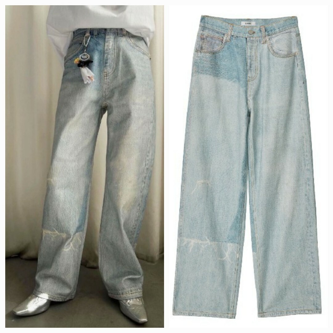 Ameri VINTAGE(アメリヴィンテージ)のAmeriVINTAGE TROMPE L′OEIL DENIM PANTS レディースのパンツ(デニム/ジーンズ)の商品写真