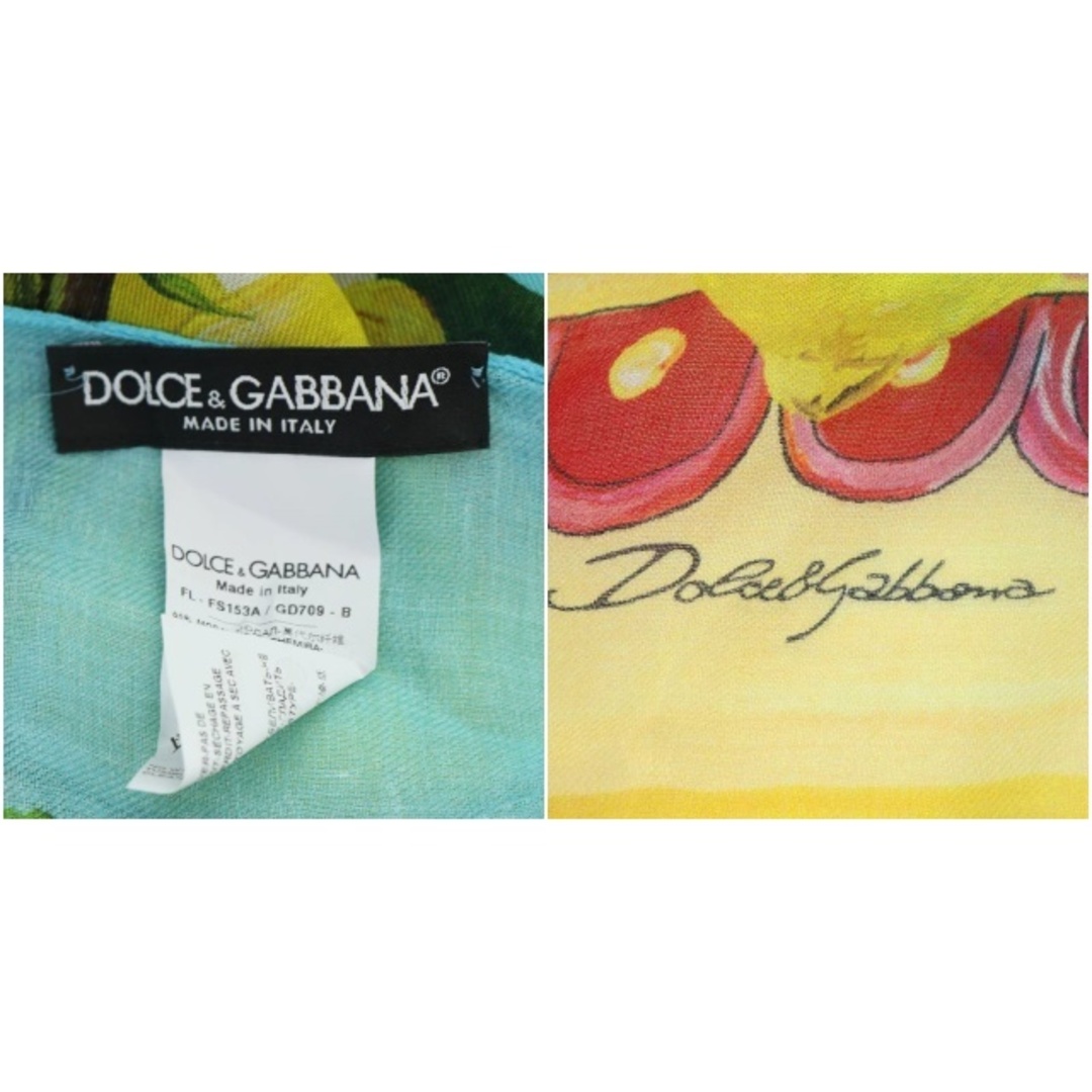 DOLCE&GABBANA(ドルチェアンドガッバーナ)のドルチェ&ガッバーナ スカーフ 大判 レモン柄 フルーツ柄 シルク混 水色 レディースのファッション小物(バンダナ/スカーフ)の商品写真