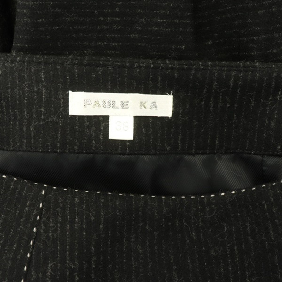 PAULE KA(ポールカ)のポールカ フレアスカート ロング ステッチ ウール 38 黒 ブラック レディースのスカート(ロングスカート)の商品写真