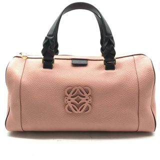 ロエベ(LOEWE)の良品 LOEWE ロエベ アナグラム レザー ボストン ハンド バッグ ピンク a2677(ボストンバッグ)