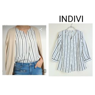 インディヴィ(INDIVI)のインディヴィ ブラウス七分袖キーネック(シャツ/ブラウス(長袖/七分))