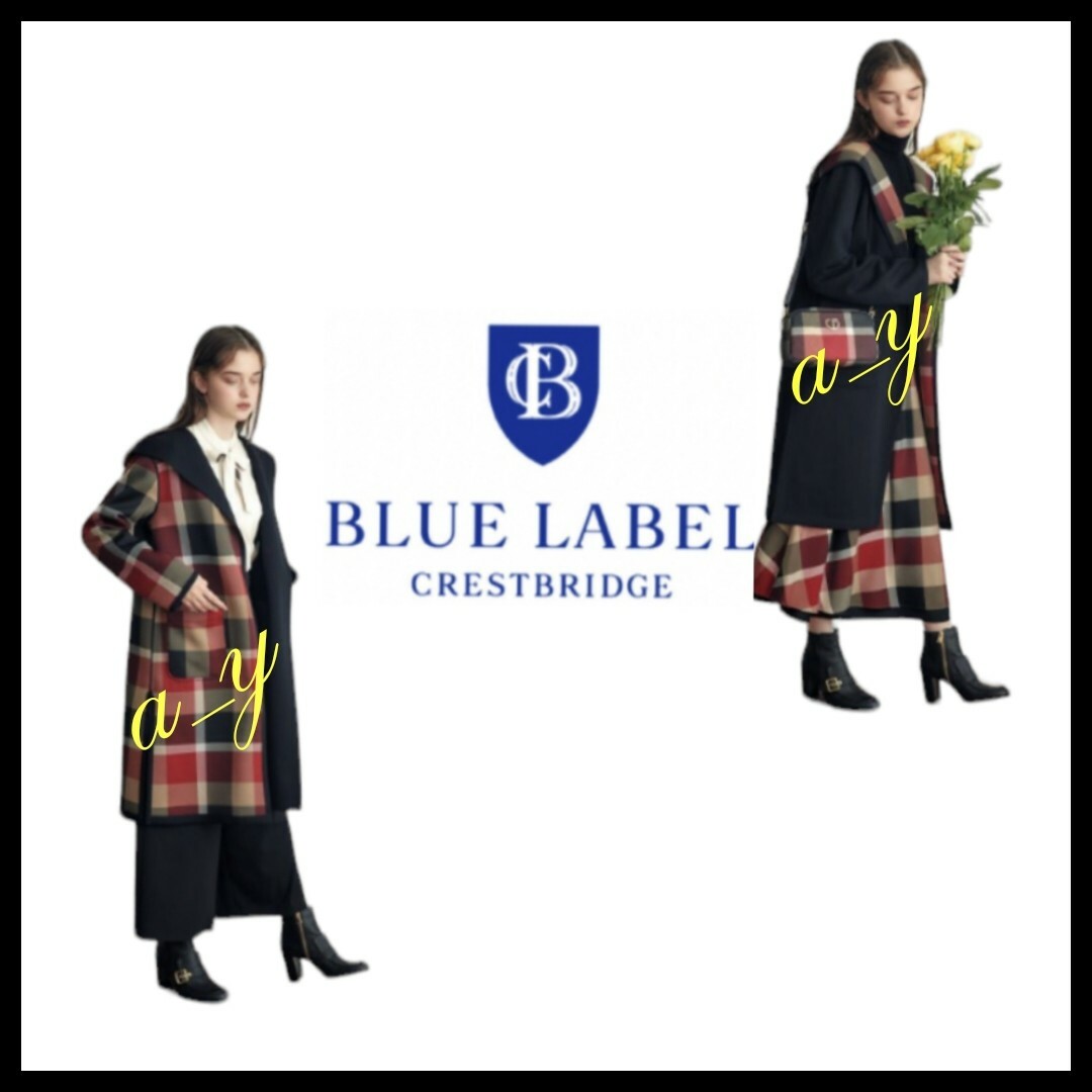 BLUE LABEL CRESTBRIDGE(ブルーレーベルクレストブリッジ)の【状態良好】ブルーレーベルクレストブリッジ☆チェックリバーシブルコーディガン レディースのジャケット/アウター(ロングコート)の商品写真