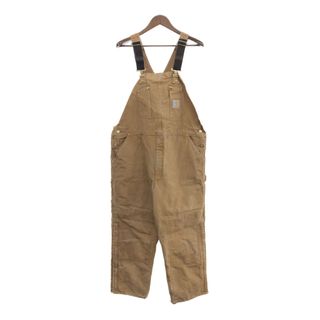 カーハート(carhartt)の90年代 USA製 Carhartt カーハート ダック ダブルニー オーバーオール 大きいサイズ ワーク ブラウン (メンズ 44×30) 中古 古着 P9262(サロペット/オーバーオール)