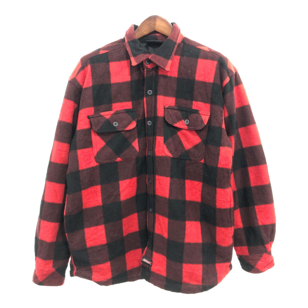 Dickies(ディッキーズ)のDickies ディッキーズ シャツジャケット トップス アメカジ バッファローチェック レッド (メンズ L) 中古 古着 P9291 メンズのトップス(シャツ)の商品写真