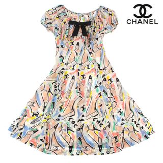 シャネル(CHANEL)のシャネル CHANEL 総柄 リボン シルク ワンピース(その他)