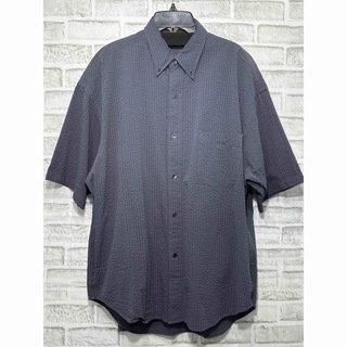 Koti シアサッカー　オーバーサイズシャツ　ネイビー(シャツ)