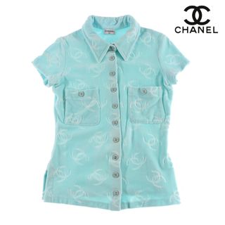 シャネル(CHANEL)のシャネル CHANEL ココマーク ココボタン 半袖 シャツ カットソー ベロア(カットソー(長袖/七分))