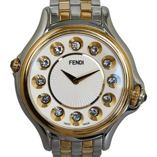 フェンディ(FENDI)の美品 フェンディ クレイジー カラット 1Pダイヤモンド 腕時計 10500L クオーツ ホワイト文字盤 ステンレススチール メンズ FENDI 【222-42441】(腕時計(アナログ))