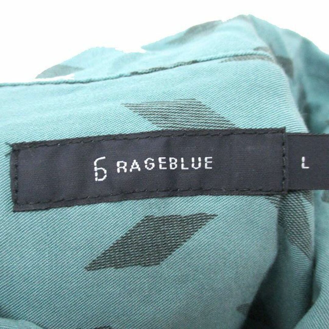 RAGEBLUE(レイジブルー)のレイジブルー RAGEBLUE シャツ 七分袖 総柄 L グリーン 緑 /KT7 メンズのトップス(シャツ)の商品写真