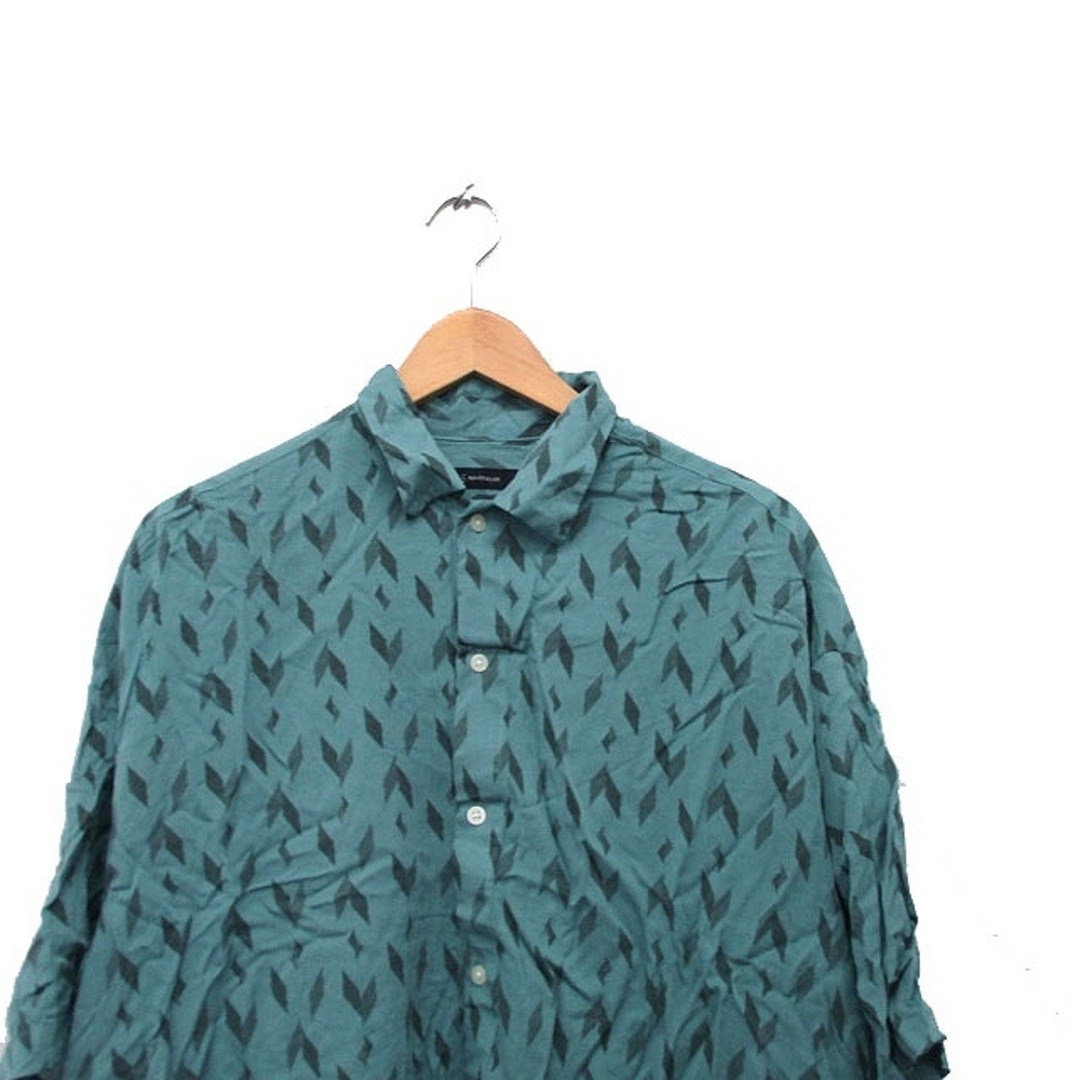 RAGEBLUE(レイジブルー)のレイジブルー RAGEBLUE シャツ 七分袖 総柄 L グリーン 緑 /KT7 メンズのトップス(シャツ)の商品写真