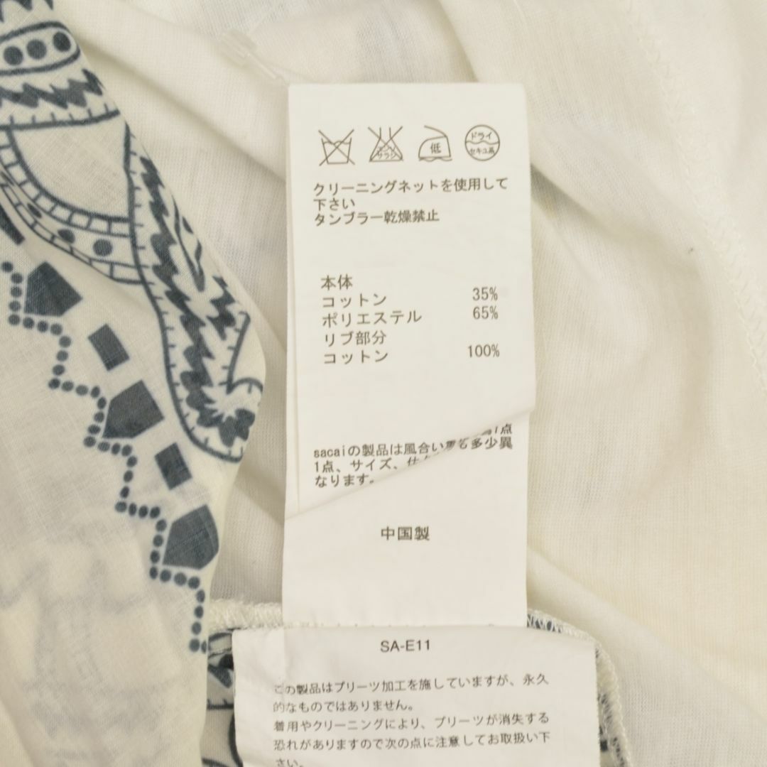 sacai(サカイ)の【sacai】ペイズリープリーツ切替半袖Tシャツ レディースのトップス(Tシャツ(半袖/袖なし))の商品写真