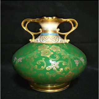 希少 新品 　ノリタケ　 緑金彩葡萄盛紋様 花生 花瓶 限定品(陶芸)