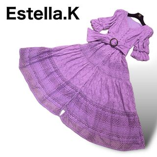 良品　Estella.K マキシ丈　ワンピース　ベルトマーク　フレア　アイレット(ロングワンピース/マキシワンピース)