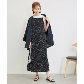 ロペピクニック(Rope' Picnic)の【ブラック（01）】線画プリントキャミソールワンピース(ロングワンピース/マキシワンピース)