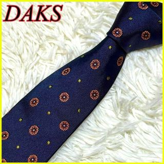 DAKS - 【美品】DAKS ダックス ネクタイ ネイビー 小牧柄 シルク100% メンズ