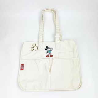 ディズニー(Disney)のディズニー ミッキーマウス キャンバスマルチポケットトートバッグ（アイボリー） Disney アコモデ ACCOMMODE(トートバッグ)