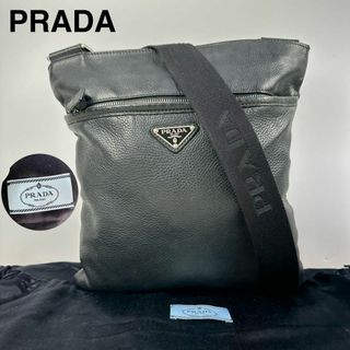 PRADA - プラダ　メッセンジャーバッグ　シュルダー　サコッシュ　三角ロゴプレート　黒　本革