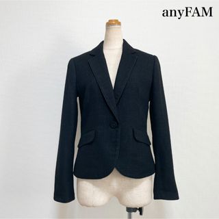 エニィファム(anyFAM)のanyFAM ツイードジャケット 黒 L相当 仕事 セレモニー 入学式 卒業式(テーラードジャケット)