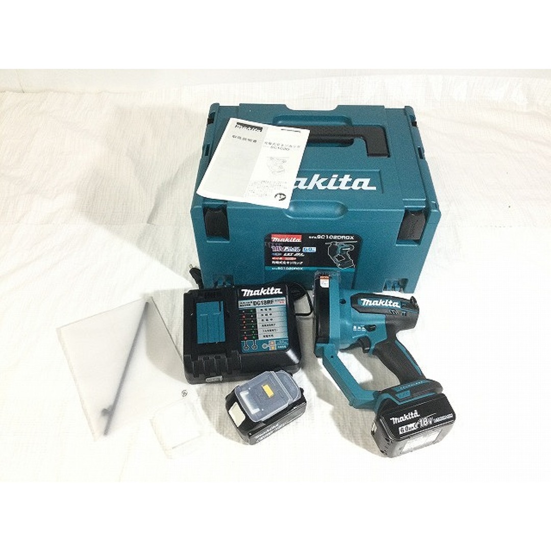 Makita(マキタ)の☆未使用品☆makita マキタ 18V 充電式全ネジカッター SC102DRGX バッテリー2個(6.0Ah) 充電器 ケース付 コードレス 寸切りカッター 87128 自動車/バイクのバイク(工具)の商品写真