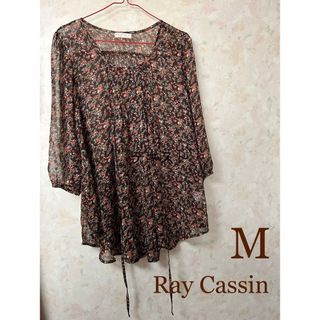 レイカズン(RayCassin)のRay Cassin レイカズン　花柄シアーワンピース　M(ひざ丈ワンピース)