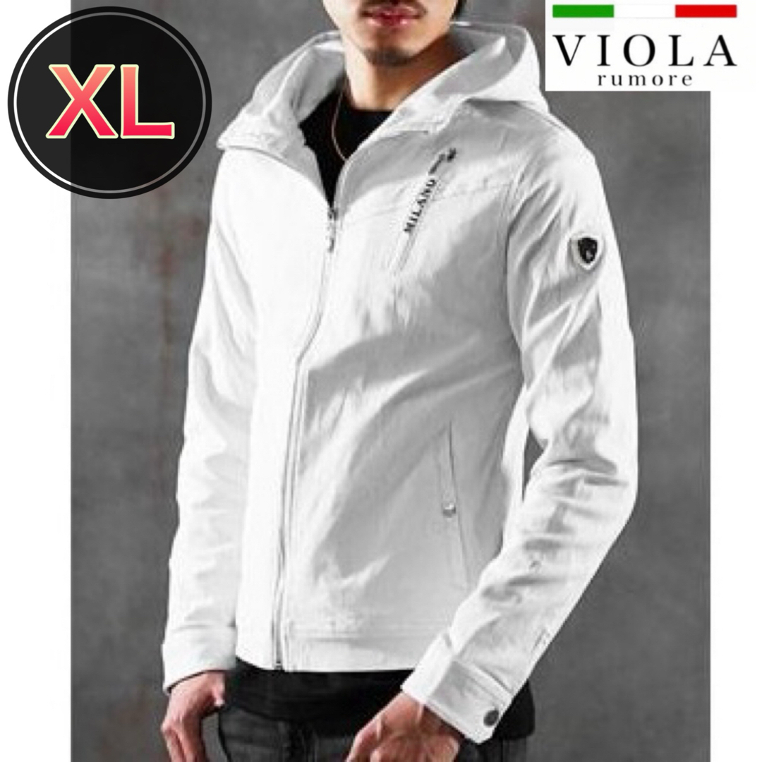 VIOLA(ヴィオラ)のXLサイズ ヴィオラ 迷彩総柄ジップパーカー  ストレッチジャケット ホワイト メンズのトップス(パーカー)の商品写真