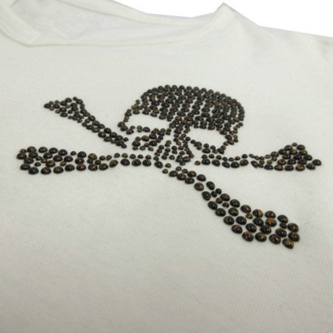 Roen(ロエン)のロエン Roen Tシャツ Vネック スタッズ スカル ドクロ アイボリー 46 メンズのトップス(Tシャツ/カットソー(半袖/袖なし))の商品写真
