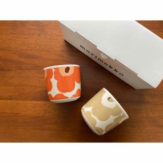 マリメッコ(marimekko)の特価！レア　入手困難　新品　マリメッコ　ラテマグ　アプリコット　ベージュシルバー(グラス/カップ)