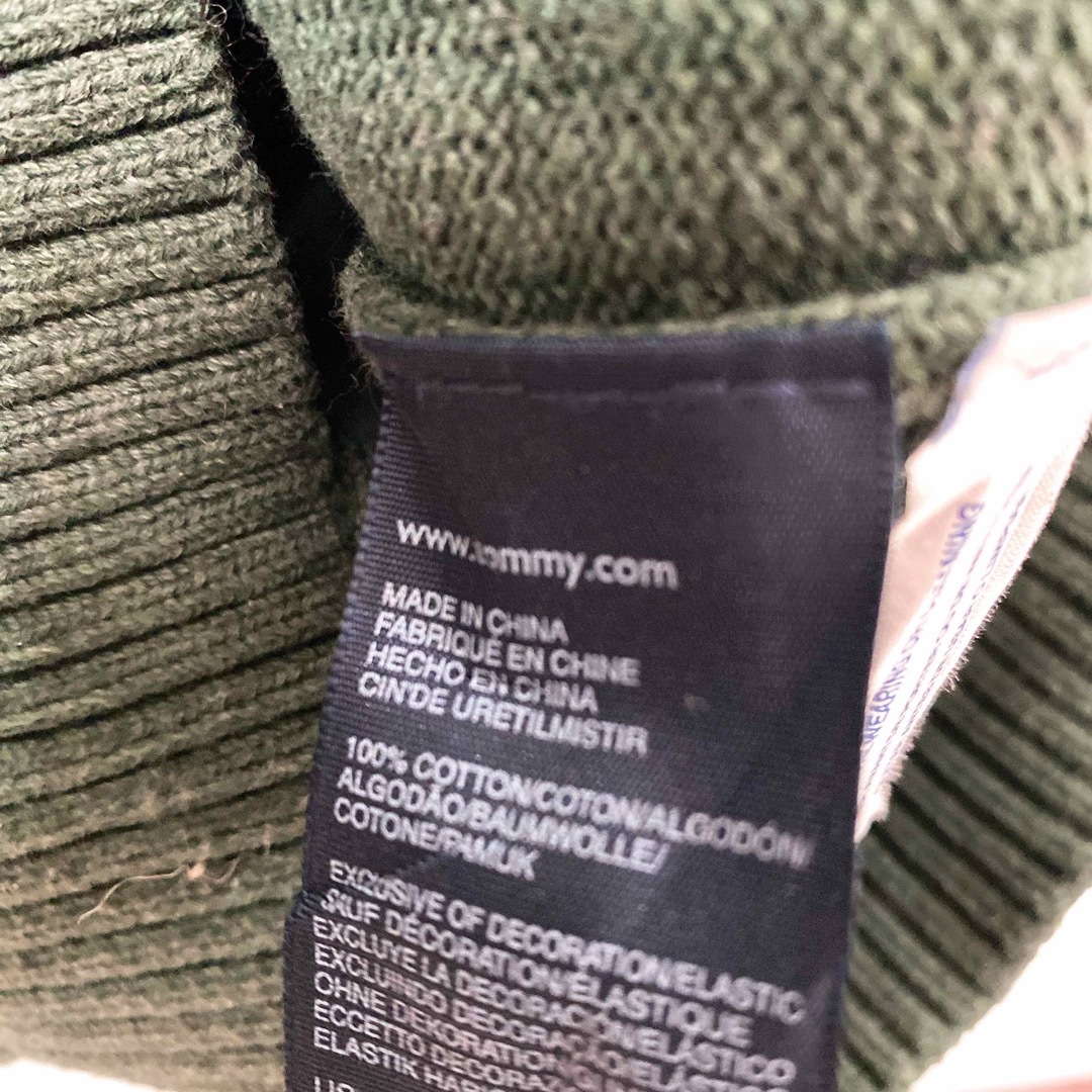 TOMMY HILFIGER(トミーヒルフィガー)のトミーヒルフィガー　ニット　セーター　無地　刺繍ロゴ　緑色　男女兼用　XLサイズ メンズのトップス(ニット/セーター)の商品写真