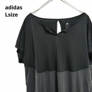 アディダス(adidas)のadidasスポーツウェア　ランニング　筋トレ　黒グレーレディースL 22(Tシャツ(半袖/袖なし))