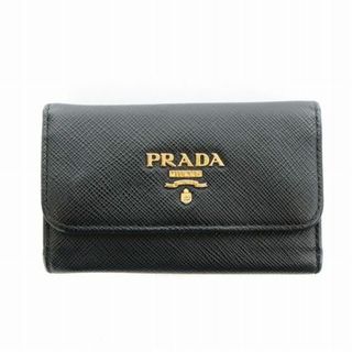 プラダ(PRADA)のプラダ PRADA サフィアーノ キーケース 6連 レザー ロゴ金具 黒(キーケース)