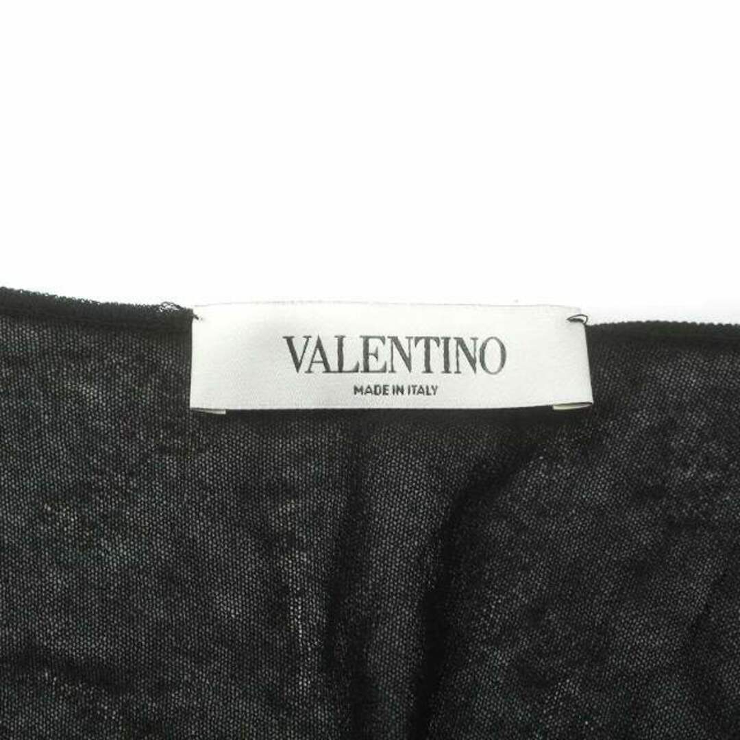 VALENTINO(ヴァレンティノ)のヴァレンティノ ニット 薄手 カットソー ベスト ノースリーブ 花 刺繍 S 黒 レディースのトップス(カットソー(半袖/袖なし))の商品写真