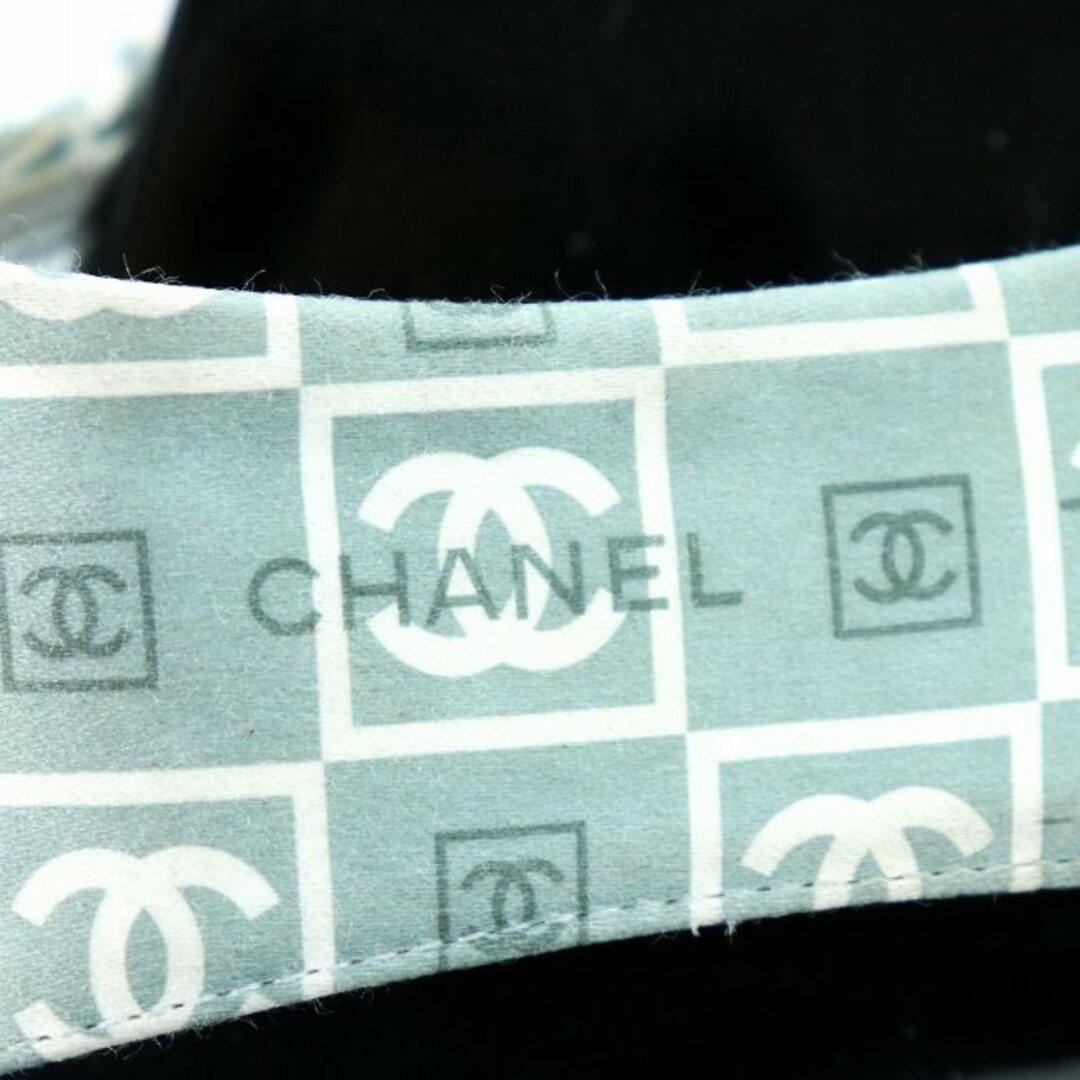 CHANEL(シャネル)のシャネル スポーツライン ヴィンテージ ココマーク ウッドサンダル 水色  黒 レディースの靴/シューズ(サンダル)の商品写真