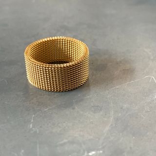 ステンレス　メッシュリング　10mm ゴールド(リング(指輪))