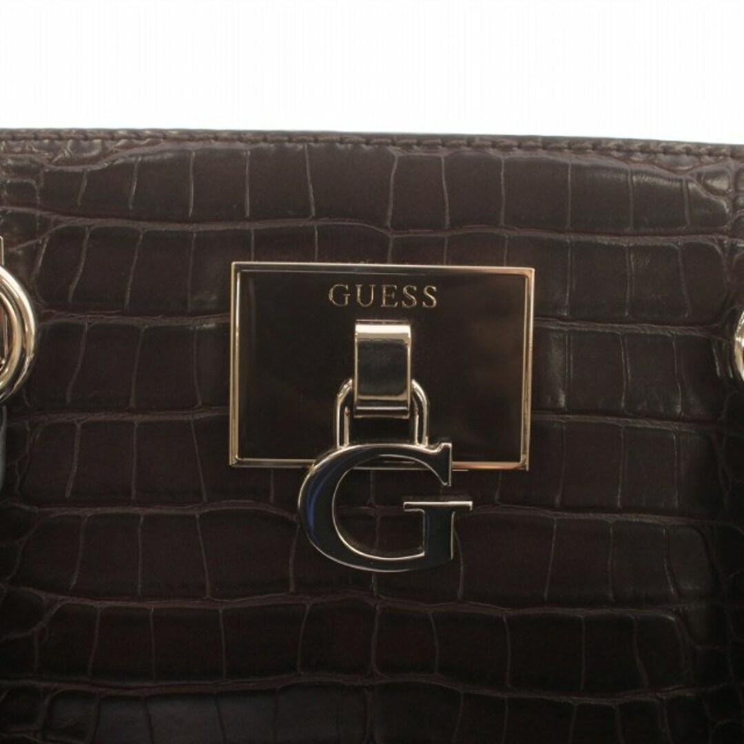 GUESS(ゲス)のゲス 2WAY ハンドバッグ ショルダーバッグ クロコ型押し Gロゴ金具 茶 レディースのバッグ(ハンドバッグ)の商品写真