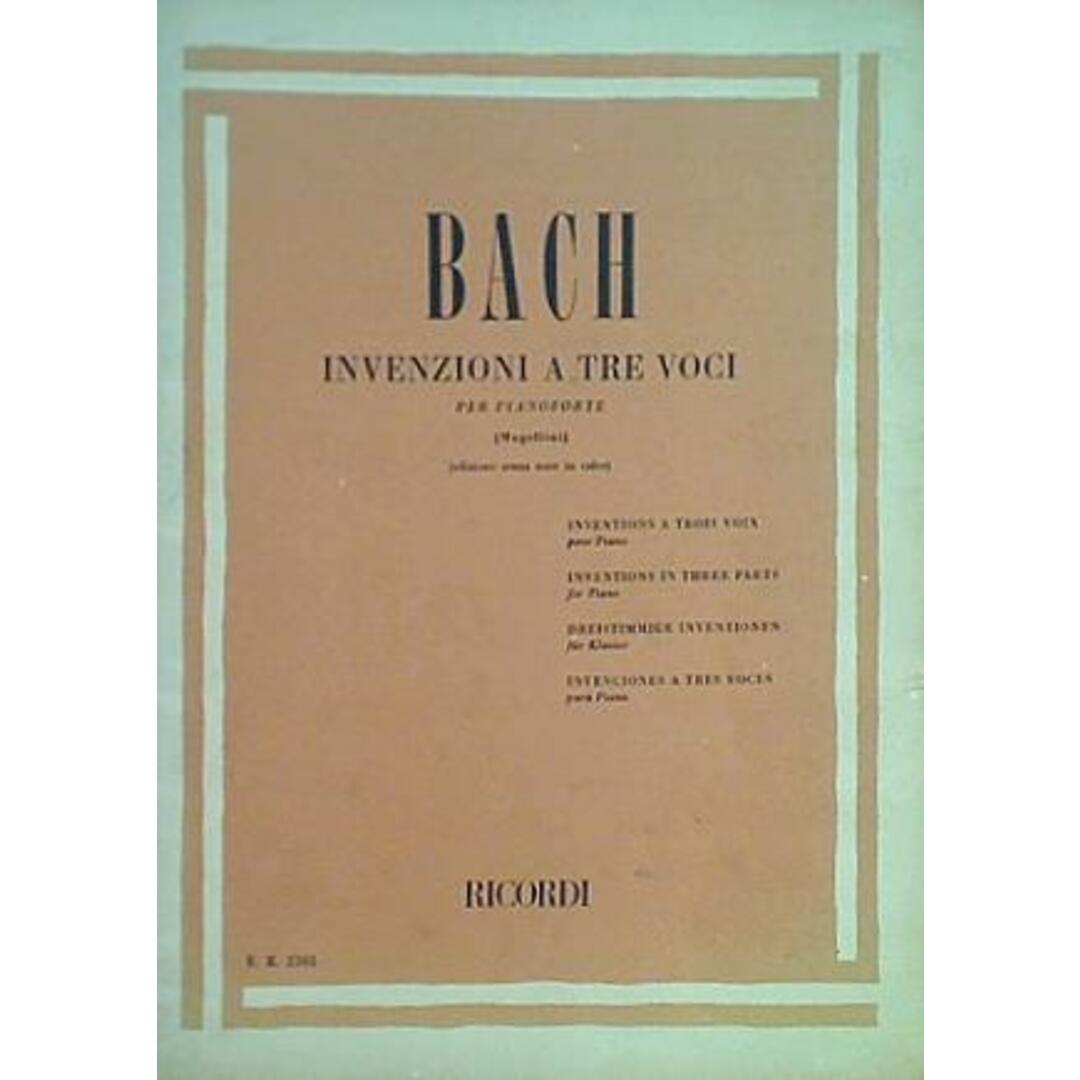 楽譜・スコア BACH INVENZIONI A TRE VOCI PER PLANOFORTE RICORDI バッハ インヴェンション シンフォニア エンタメ/ホビーの本(楽譜)の商品写真