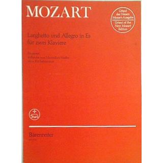 楽譜・スコア MOZART Larghetto und Allegro in Es fur zwei Klaviere BA4754 ベーレンライター版(楽譜)