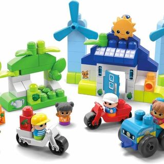 マテル(MATTEL)のメガブロック グリーンタウン自然エネルギーとエコハウス 乗りものとおうちのセット(知育玩具)