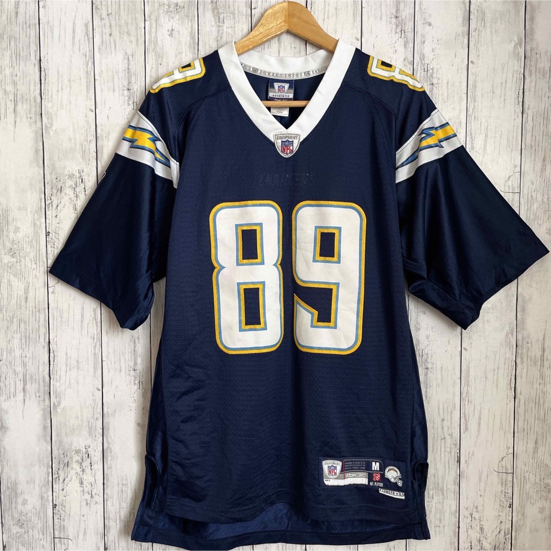 Reebok(リーボック)のNFL Rbk リーボック ゲームシャツ vネック チャージャーズ ネイビー古着 メンズのトップス(Tシャツ/カットソー(半袖/袖なし))の商品写真