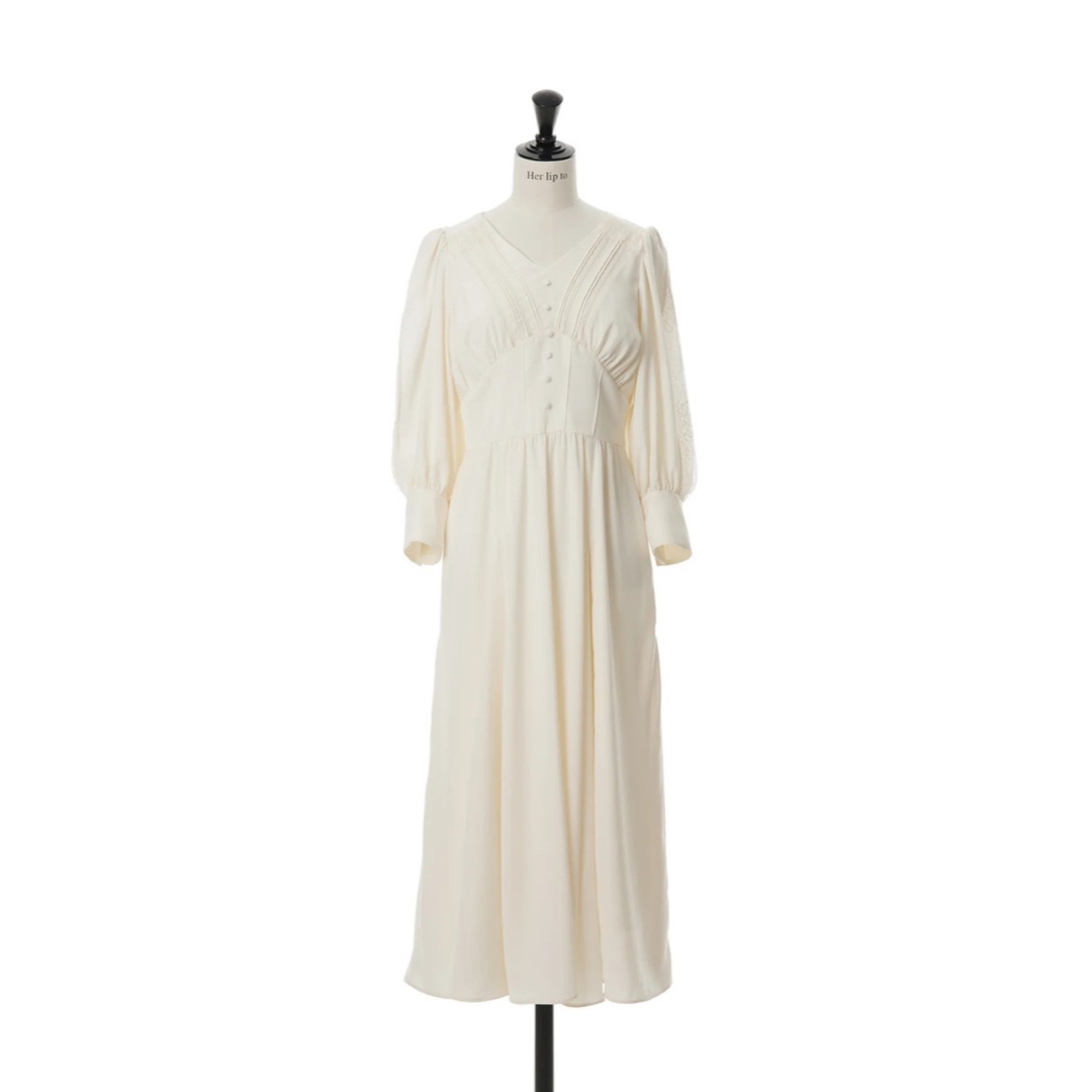 Her lip to(ハーリップトゥ)の新品】herlipto Lace Sleeve Crepe Long Dress レディースのワンピース(ロングワンピース/マキシワンピース)の商品写真