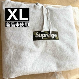 シュプリーム(Supreme)の【新品】タグ付き シュプリーム ボックスロゴ パーカー カモ グレー XL(パーカー)