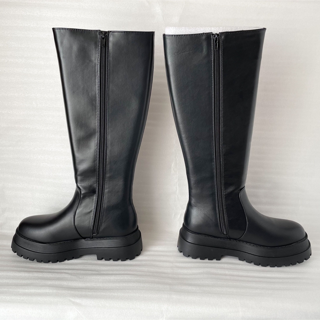 新品未使用◆モーメントプラス厚底ロングブーツLサイズ黒23.5-24cm レディースの靴/シューズ(ブーツ)の商品写真