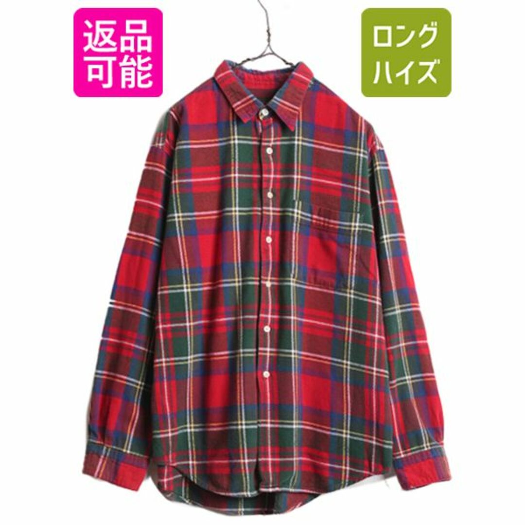 90s J CREW チェック 長袖 ヘビー フランネル シャツ メンズ L 90s J CREW チェック 長袖 ヘビー フランネル シャツ メンズ L